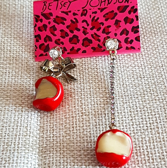 Betsey Johnson earrings, bitten apple